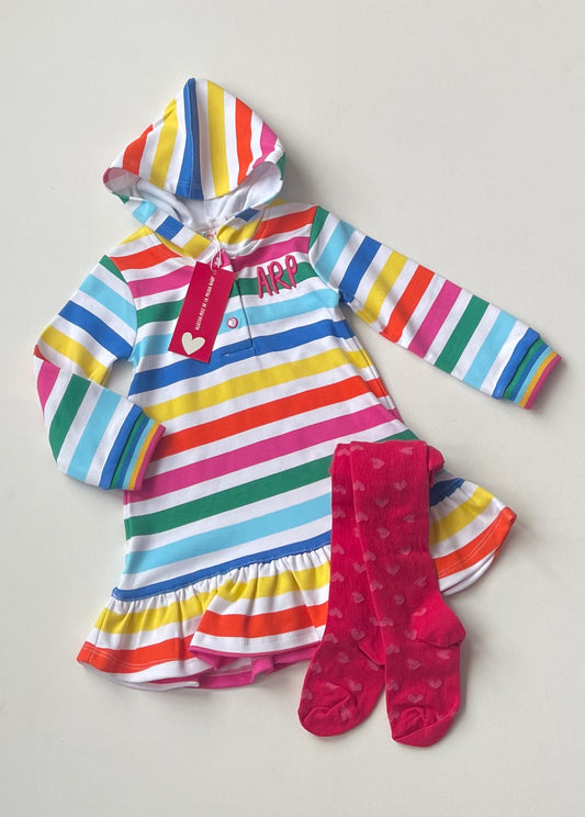 Agatha Baby Striped Hooded Dress With Tights