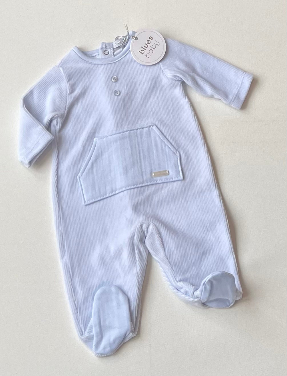 Blues Baby Boys drop needle sleeper with Italian fleece kangaroo pocket