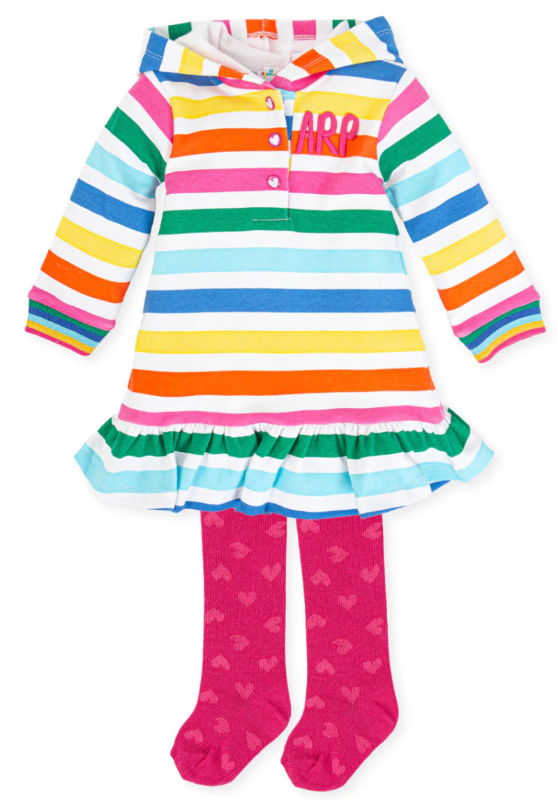 Agatha Baby Striped Hooded Dress With Tights